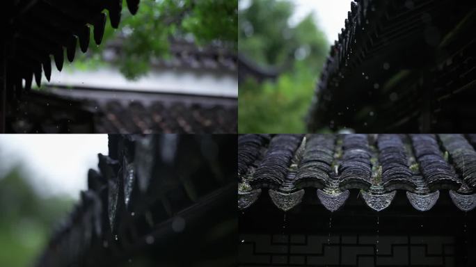 中式意境下雨雨落屋檐