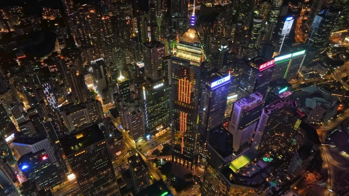 香港中环广场夜景航拍视频4K30P