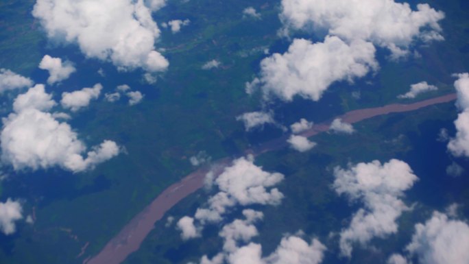 高空浮云河流湄公河流域