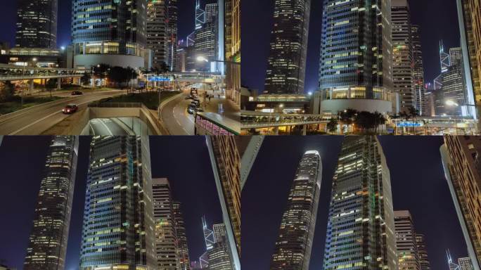 香港金融中心从上往下摇视频4K60P