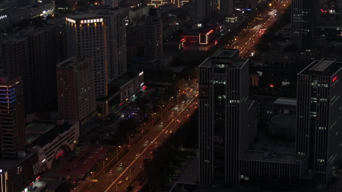 中焦航拍环绕威海高新区山大实验楼周边夜景