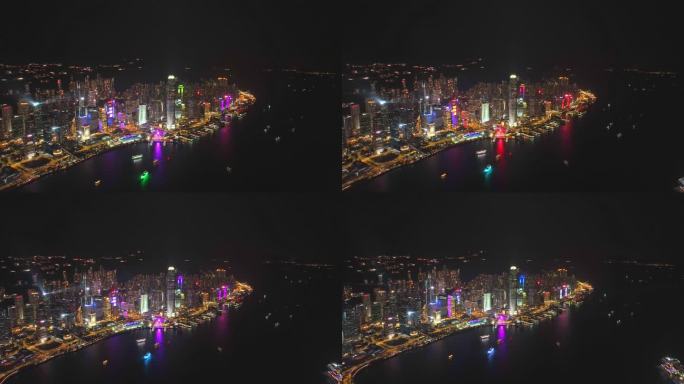 香港城市大景夜景航拍视频4K30P