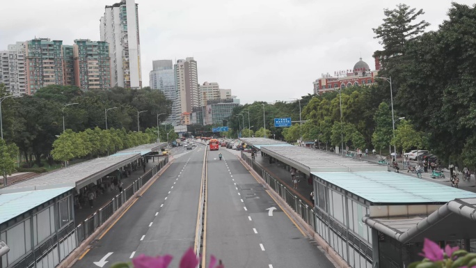 8K实拍羊城广州天河中山大道BRT公交站