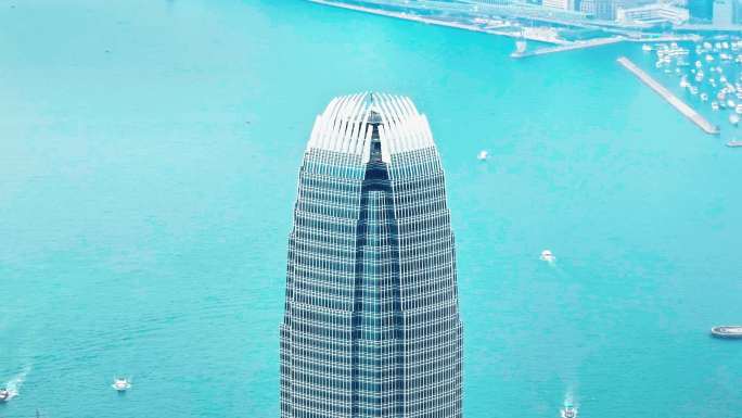 环绕香港国际金融中心二期IFC航拍4K
