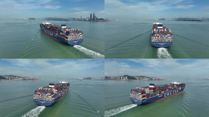 正在进港的大型运输货轮