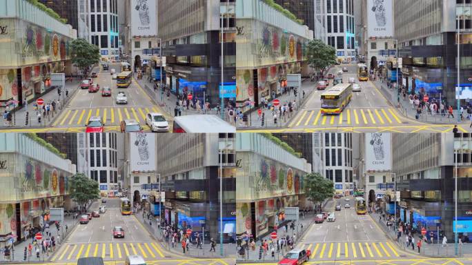香港繁华路段车来车往日景视频8K