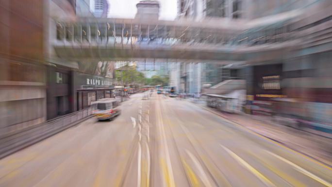 香港叮叮车_车流穿越城市延时日景固定延时