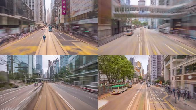 香港叮叮车_车流穿越城市延时日景固定延时