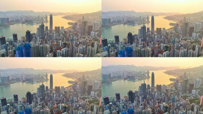 向上抬升香港CBD大景航拍视频4K30P