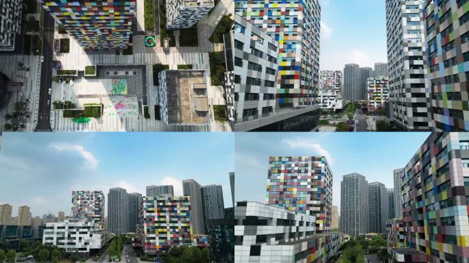 二维码图案楼群 未来科幻城市