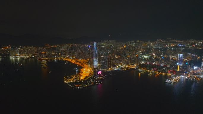 环绕香港天际100夜景航拍视频4K30P