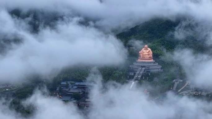 宁波雪窦山千丈岩云雾航拍