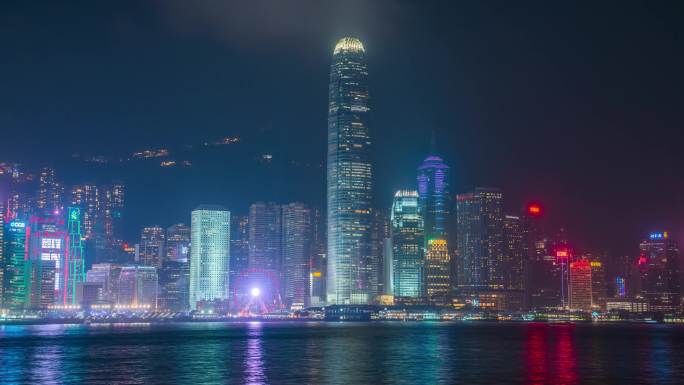 香港国际金融二期夜景_香港夜景固定延时