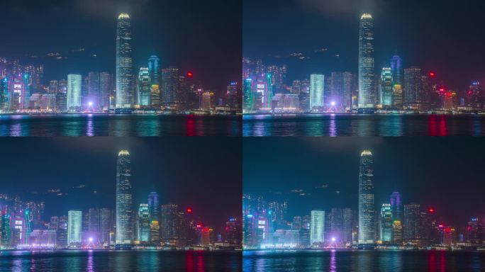 香港国际金融二期夜景_香港夜景固定延时