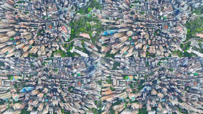 俯瞰香港密集城市建筑航拍视频4K30P