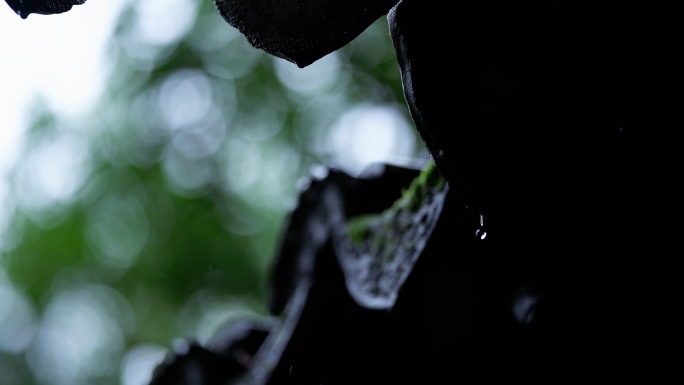 中式意境下雨雨落屋檐