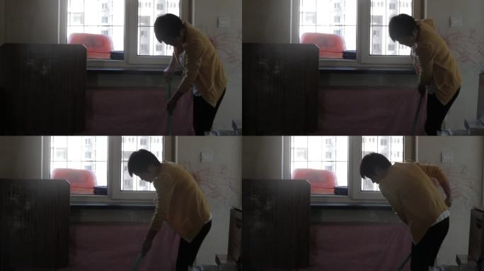 妻子 女人 拖地 干家务 勤劳