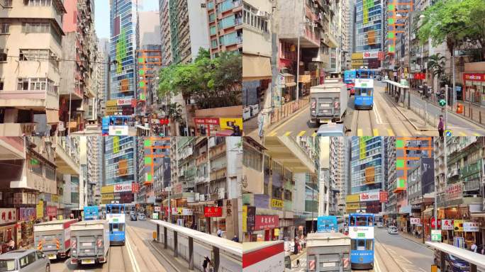 坐在香港叮叮车穿过街道日景视频8K