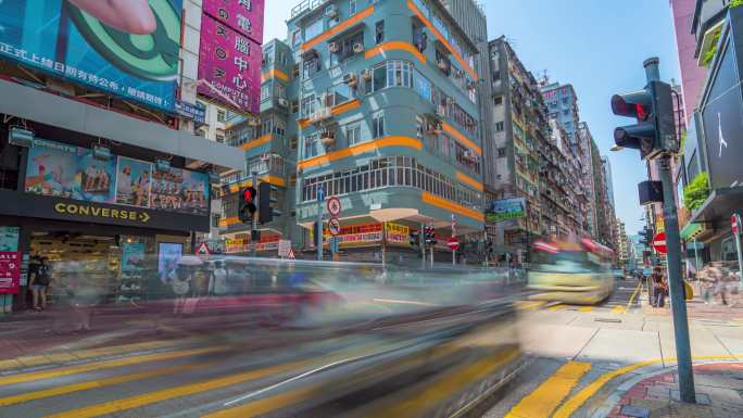 香港人行街道_香港红绿灯_香港波鞋街延时