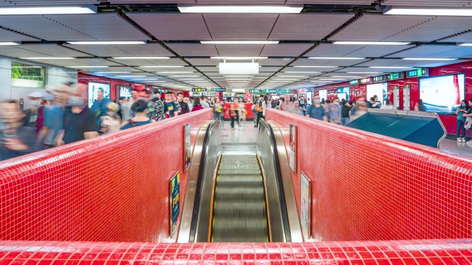 香港地铁人来人往_地铁人流日景固定延时