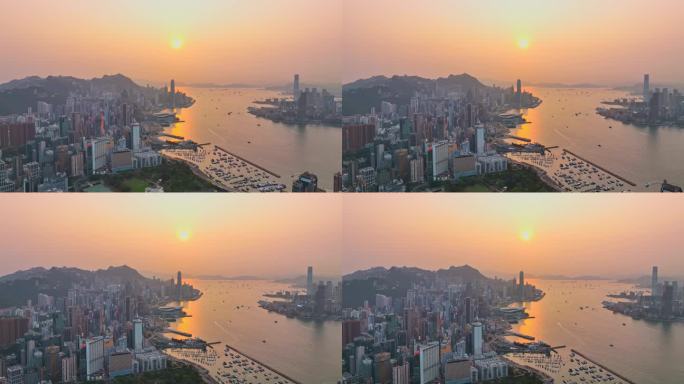 直飞香港维多利亚港航拍日景视频4K60P