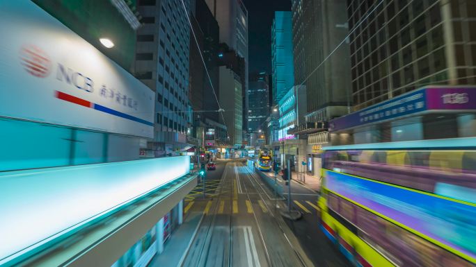 香港叮叮车夜景_叮叮车第一视觉夜景延时