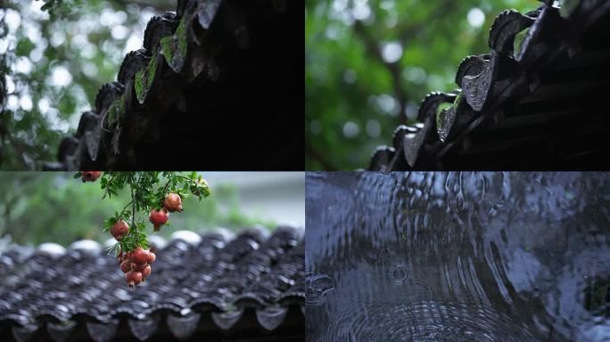 中式意境下雨雨落屋檐