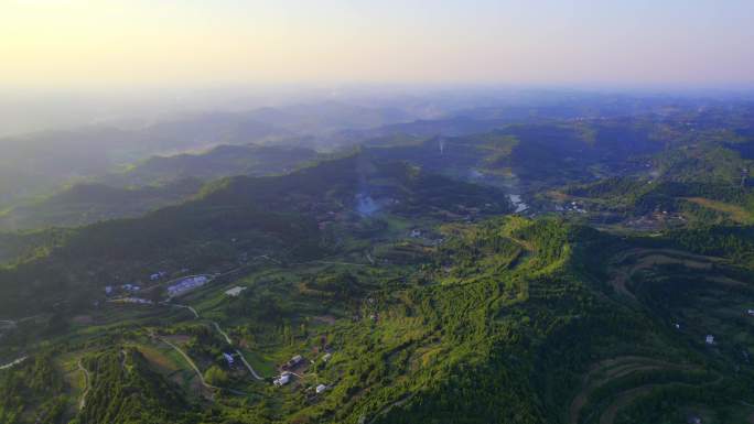 航拍农村山区盆地地貌丨5K丨原创实拍