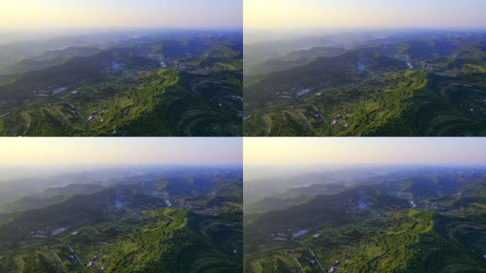 航拍农村山区盆地地貌丨5K丨原创实拍