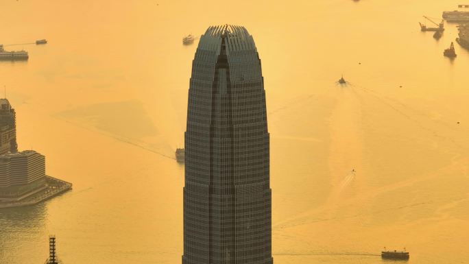 香港国际金融中心IFC航拍特写4K30P