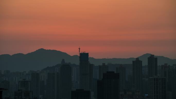 重庆解放碑夕阳日转夜8K延时