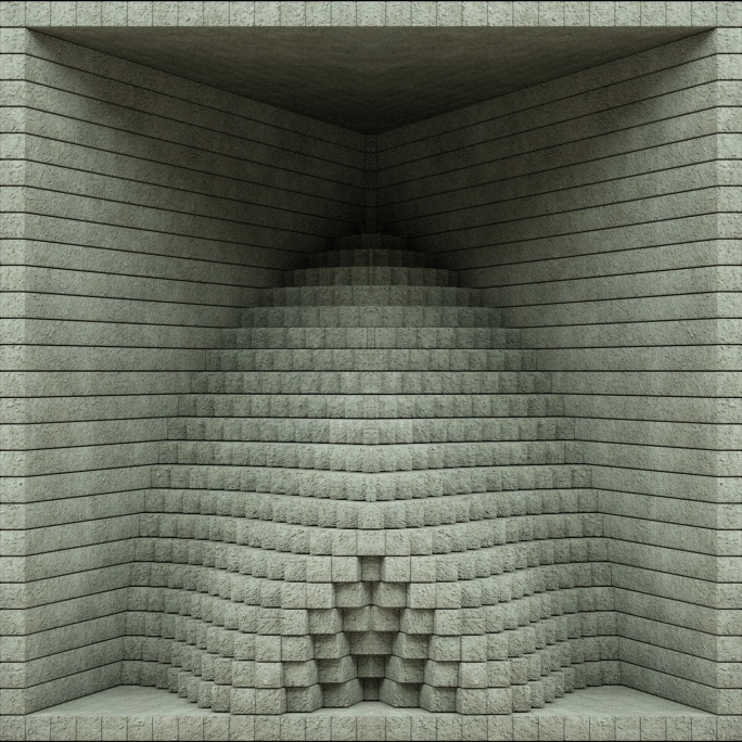 【裸眼3D】石墙灰色肌理方块矩阵方形空间