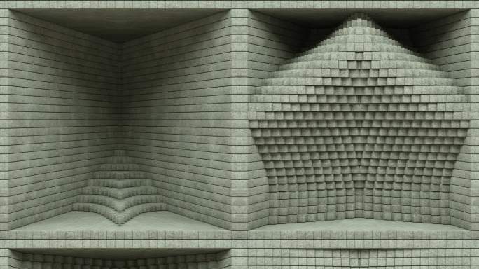 【裸眼3D】石墙灰色肌理方块矩阵方形空间