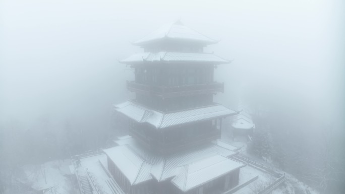 张家界武陵源森林公园天子山天子阁雪景