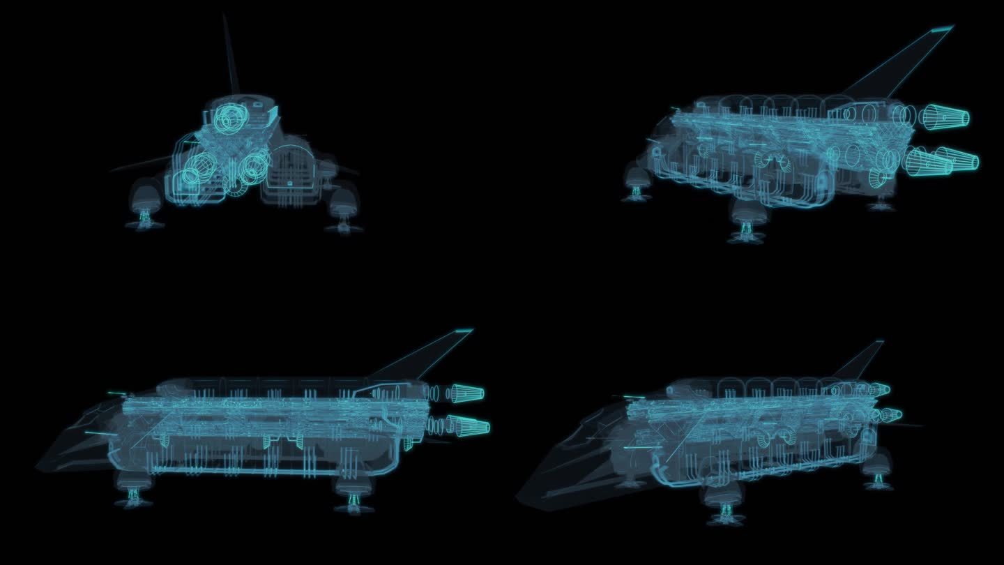 太空航天器科幻透明网格线框机械机甲飞行器