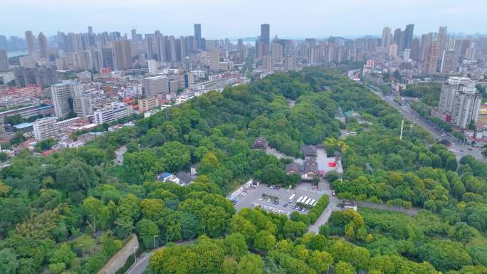 武汉黄鹤楼航拍湖北武昌区地标建筑城市风景