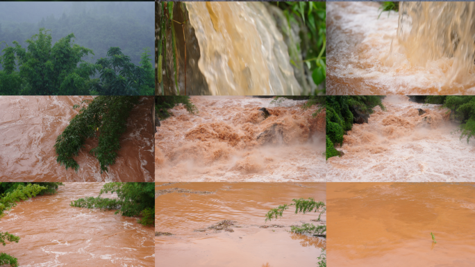 山区下暴雨山洪洪水涨水