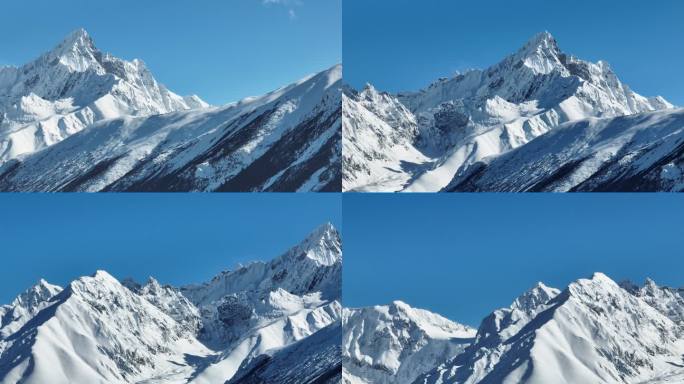 航拍西藏昌都然乌湖旁的雪山