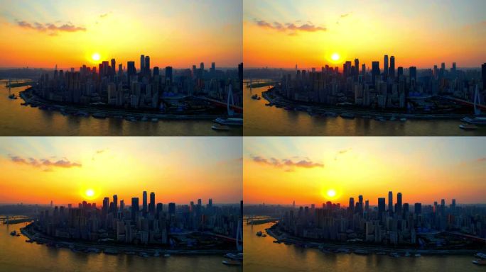 4K航拍重庆渝中半岛唯美夕阳