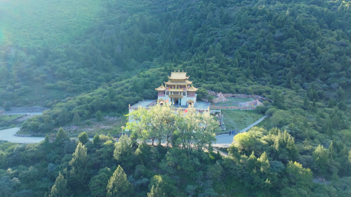 四姑娘山斯古拉寺喇嘛寺航拍 4K