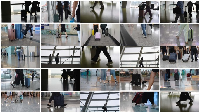 机场脚步旅行旅途出发行走行李箱29段合集