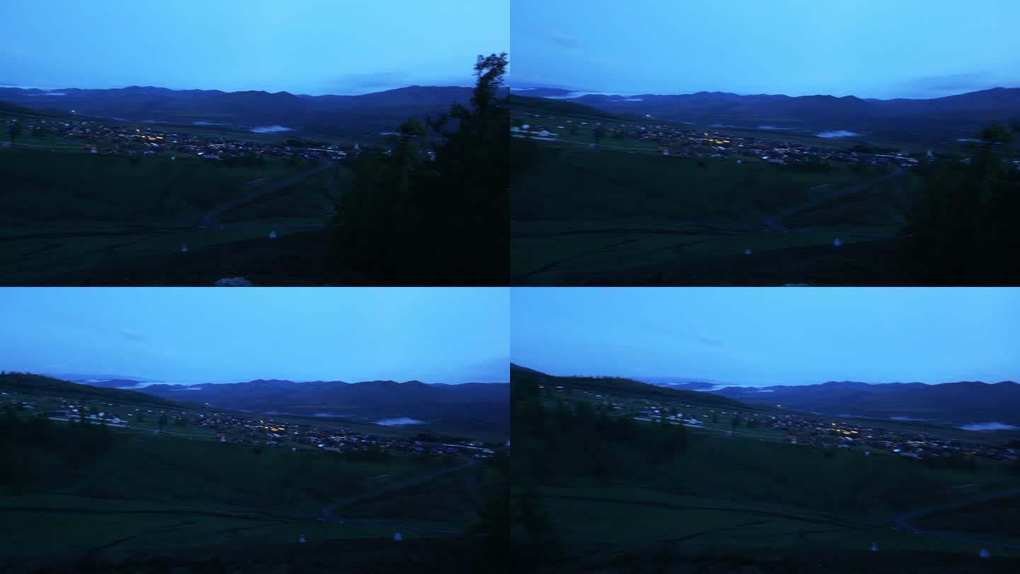 大山山谷里的村庄凌晨