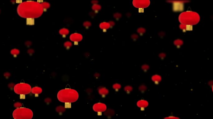 8K宽屏春节喜庆红灯笼-透明通道无缝循环