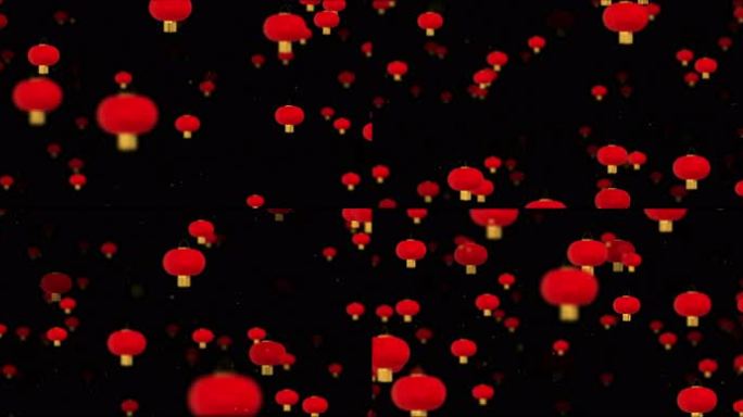 8K宽屏春节喜庆红灯笼-透明通道无缝循环