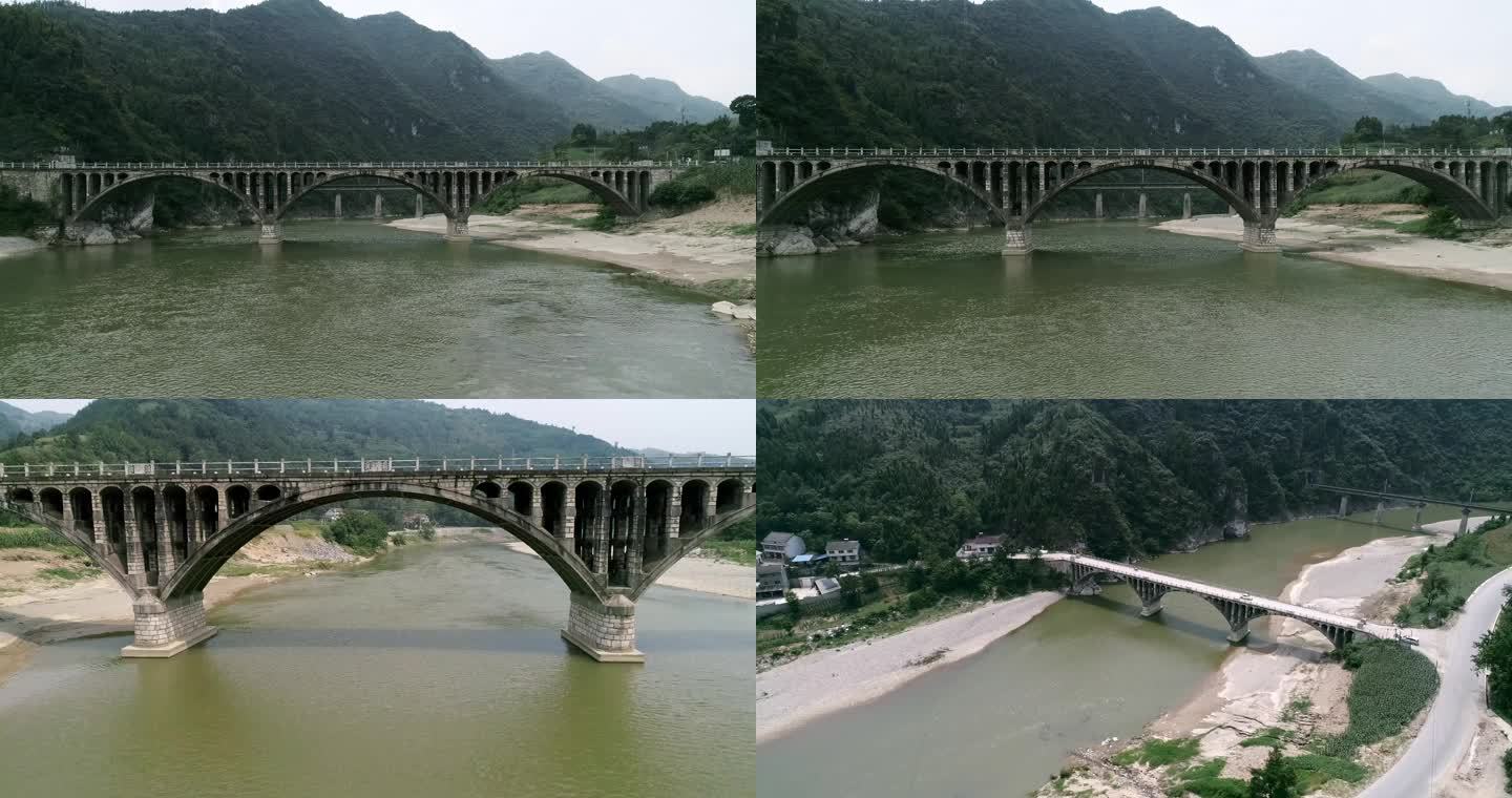 4k航拍汉江上的桥