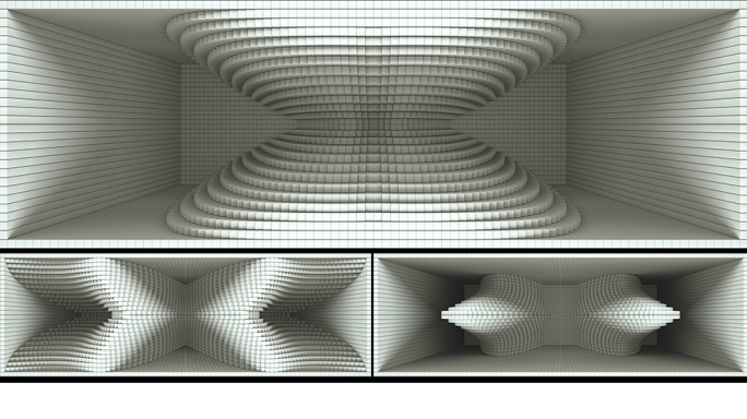 【裸眼3D】白色方块几何极简矩阵宽屏空间