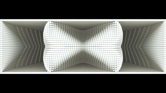 【裸眼3D】白色方块几何极简矩阵宽屏空间