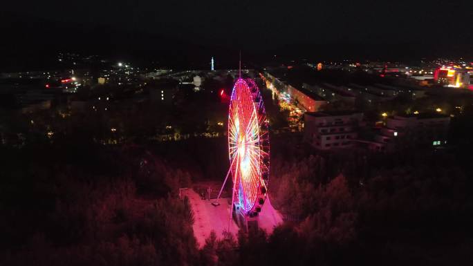 航拍青海海西德令哈夜景海子诗社