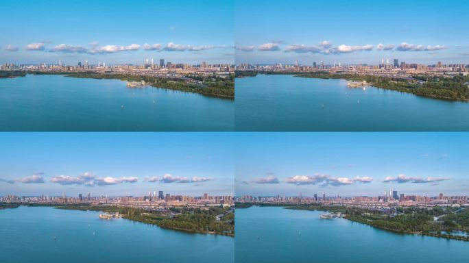 蓝天白天下的昆明城市风光延时摄影