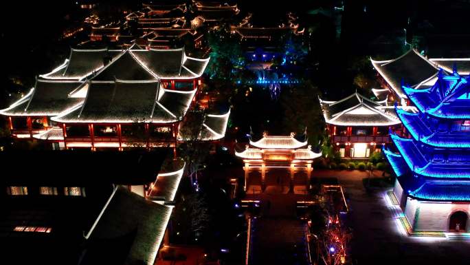 台州市椒江区，葭沚老街夜景